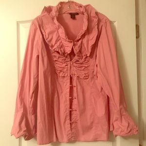 Pink Double Collar Ruffle Shirt with Bell sleeves